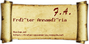 Fráter Annamária névjegykártya